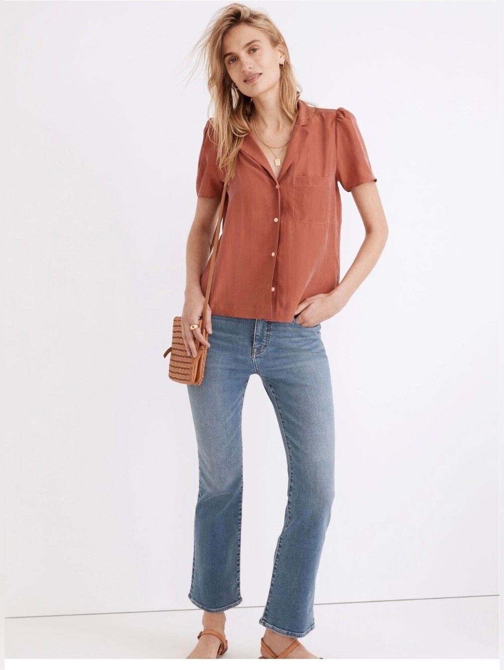 🌿Madewell Silk Camp Shirt NWOT Large - Picture 4 of 16